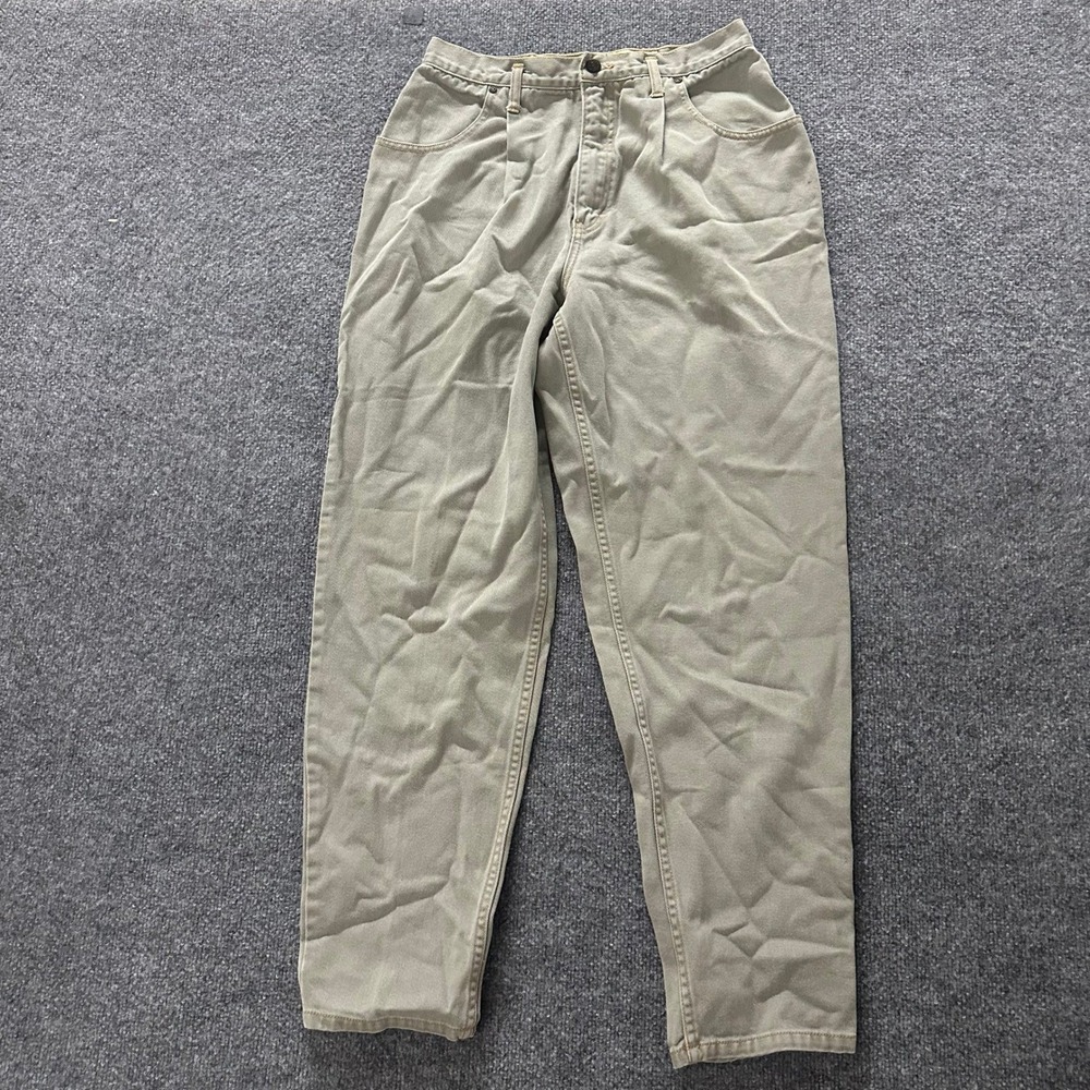 Eddie Bauer Pants Womens Size 12 Khaki Cotton Pleated Relaxed Tapered High Rise